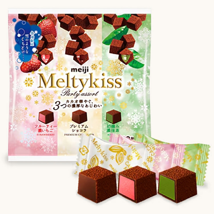 【日本直送】日本明治Meiji雪吻MeltyKiss 冬季限定 空气牛奶巧克力 （原味&草莓&抹茶） 袋装 121g