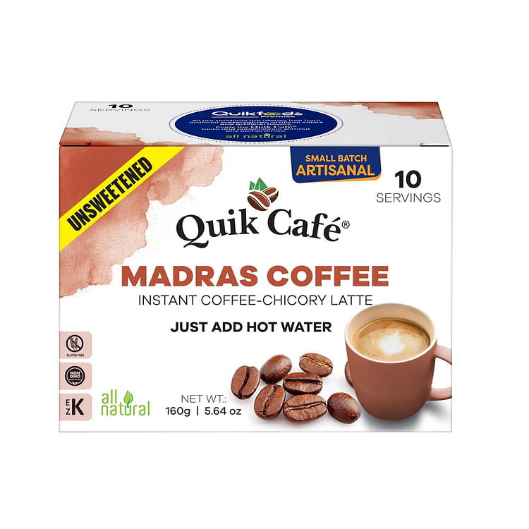 QuikCafe Unsweetened Madras Coffee 10 Count 1 box