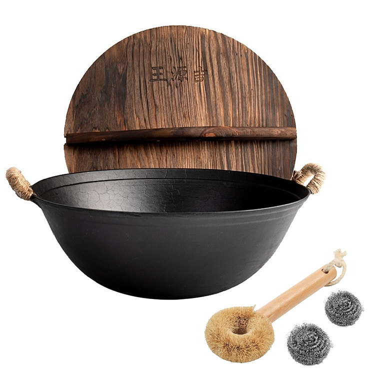 36CM WANGYUANJI Round Bottom Cast Iron Set