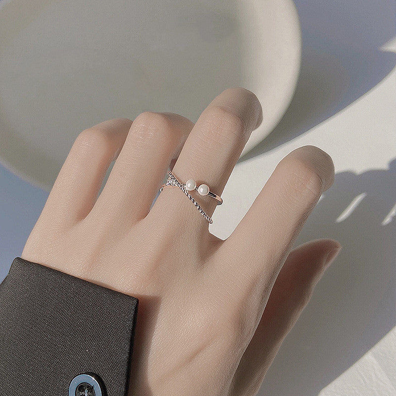 Double Pearl Cross Ring 0 lb