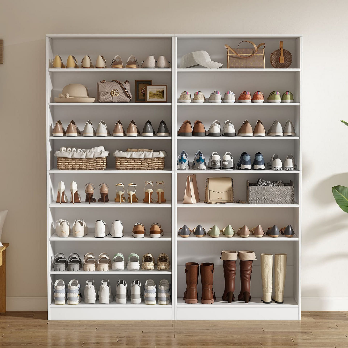 9-Tier Shoe Cabinet, 40-45 Pairs, White 1 each