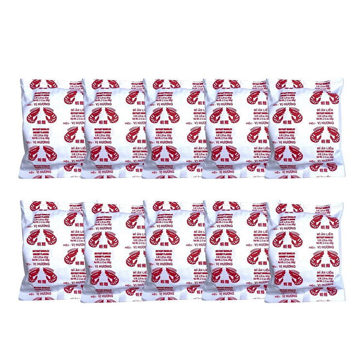 Vi Huong Shrimp Flavor Instant Noodle Mi 2 Tom SET 60 g*10 pack