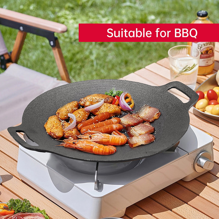 大隆冶坊 韩式28cm 凹型烤盘 无涂层铸铁煎盘 1 个