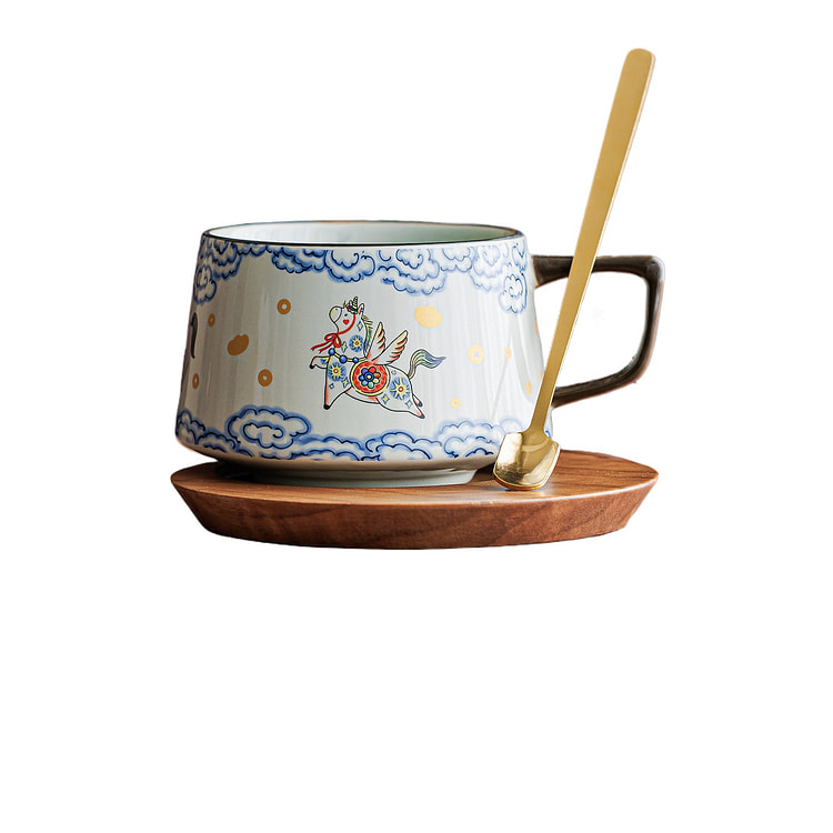 一品仟堂 驭马青云咖啡杯+杯垫12.2*6.3厘米 1 盒