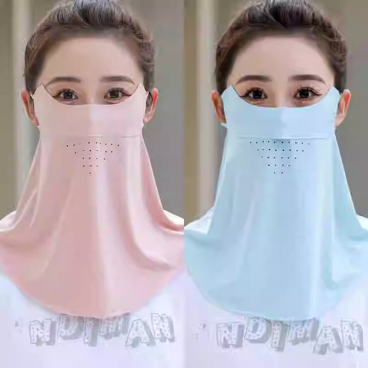 冰丝防晒面罩遮脸女夏季薄款护颈一体防紫外线2个组合 1 盒