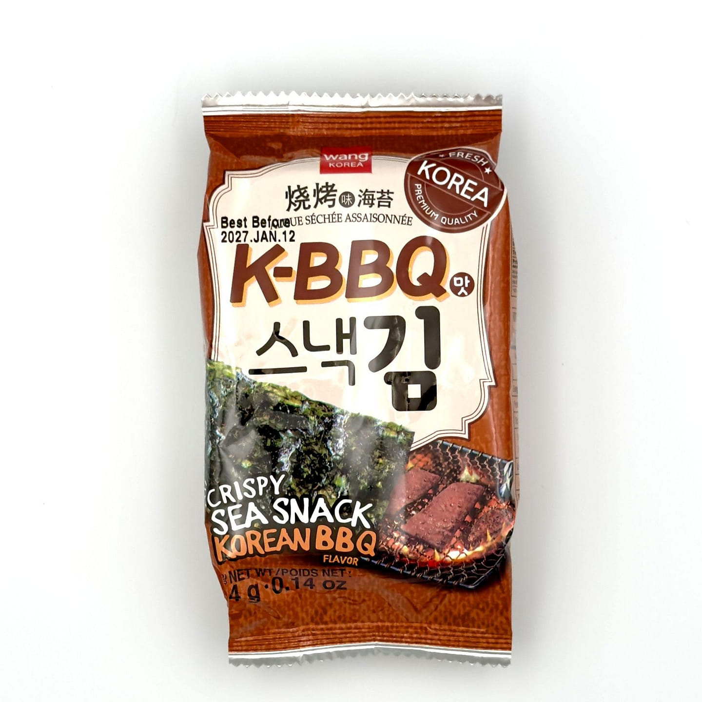Wang Roasted Seaweed Snack Korean BBQ Flavor 64g 1 pack*16 each