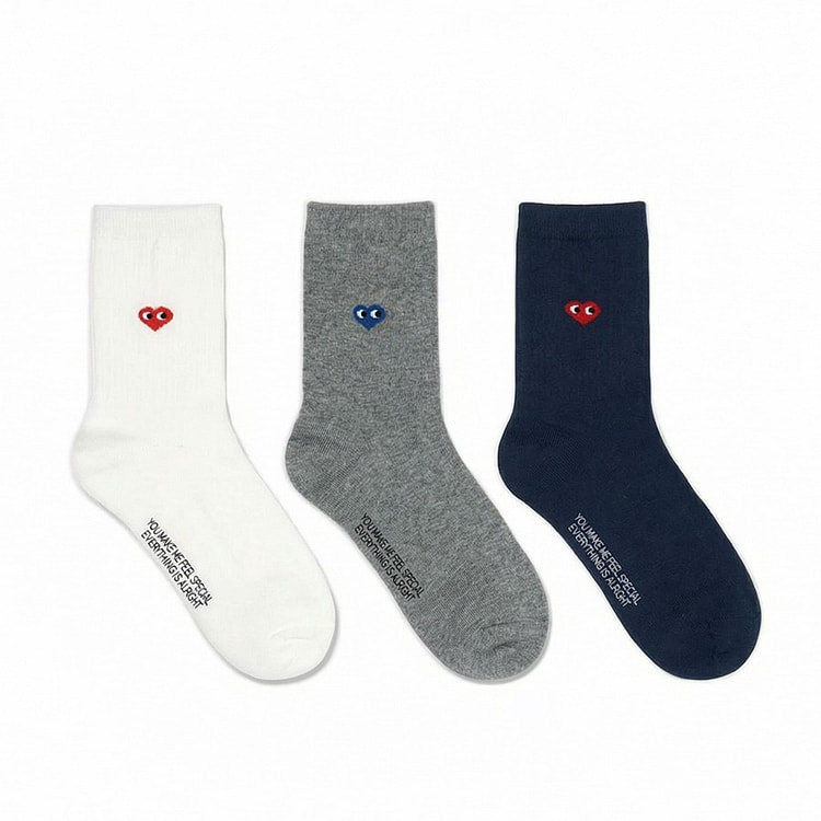 韩国 KIKIYA 东大门爱心棉袜春秋款 3双 1 包