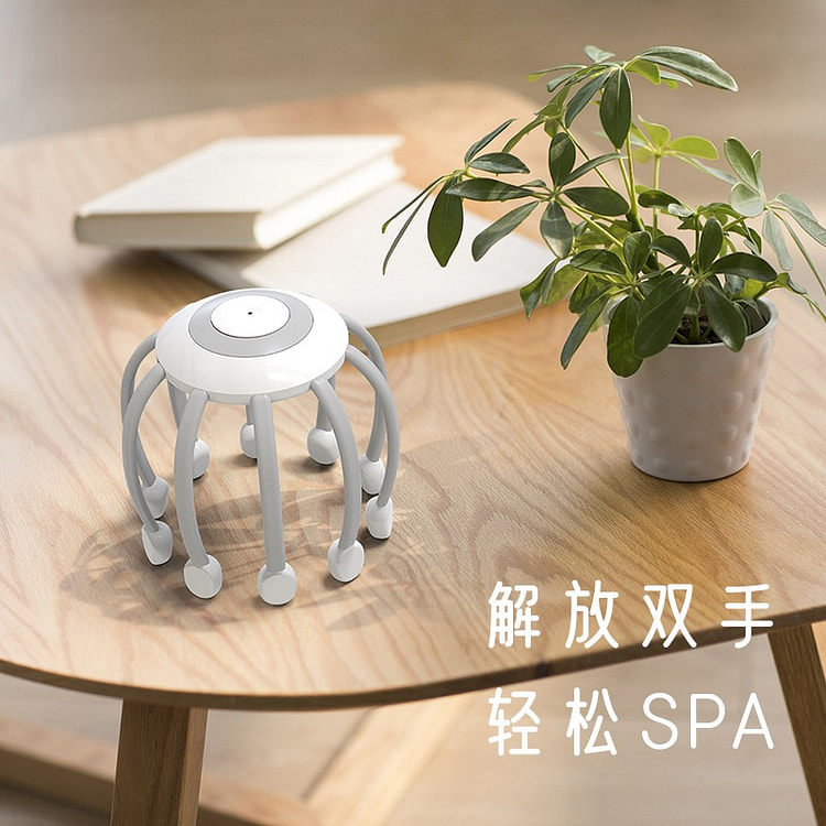 和正头部按摩器按摩仪按摩爪头皮指压式按摩多维度无线便携八爪鱼生日礼物送女友男友 节日礼品送父母 经典款 温润白（10颗按摩头+4种模式）