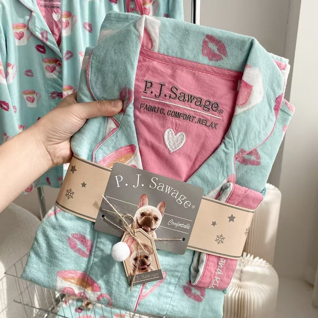 Brushed Fleece Pajamas Thickened Loungewear Size L 1 count