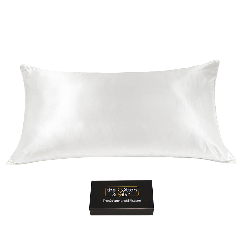King-size 22 Momme Mulberry Silk Pillowcase, White King (20“ x 36“) / White 0.5 lb