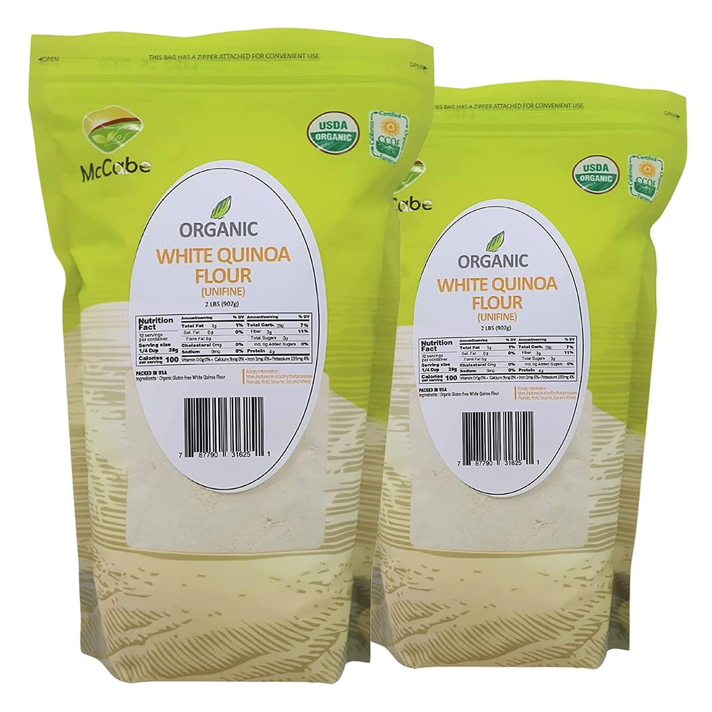McCabe Organic White Quinoa Flour, 2lb (32 oz) (2 packs), USDA Certified Organic 2 lb