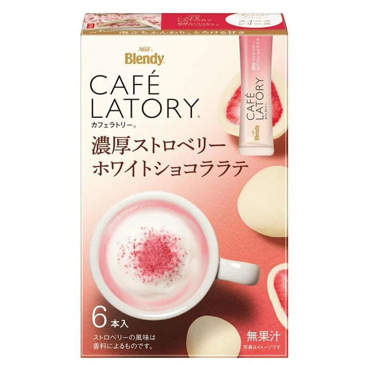 AGF Blendy Cafe Latory Strawberry Wht Chocolate 6p 1 count