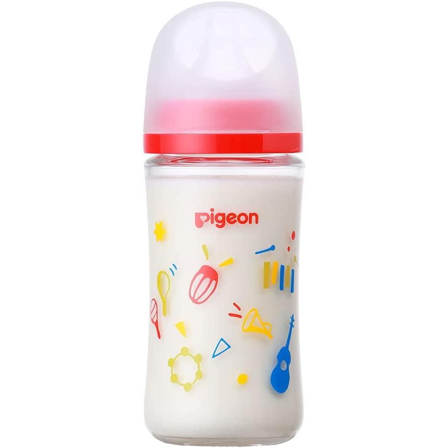 PIGEON Heat-Resistant Glass Feeding Bottle 240ml with sizeM teat