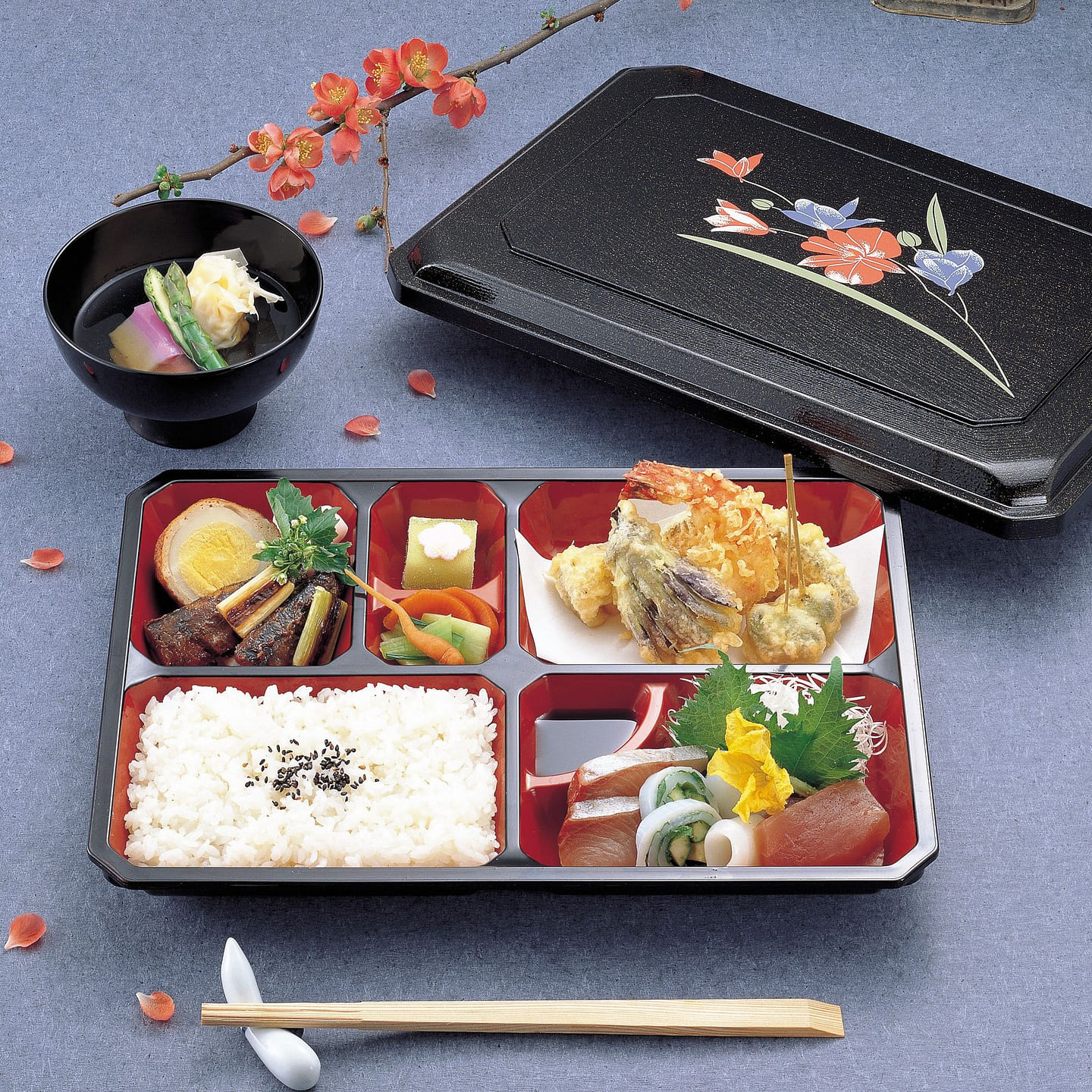 Bento lunch box from Japan, 13.1x 9.5 x2.1H, 1 pcs 1 each