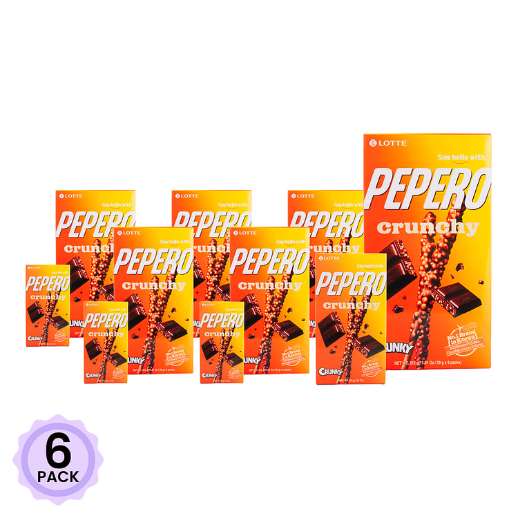 乐天 Pepero 香脆巧克力饼干棒 8包 312 克*6 包