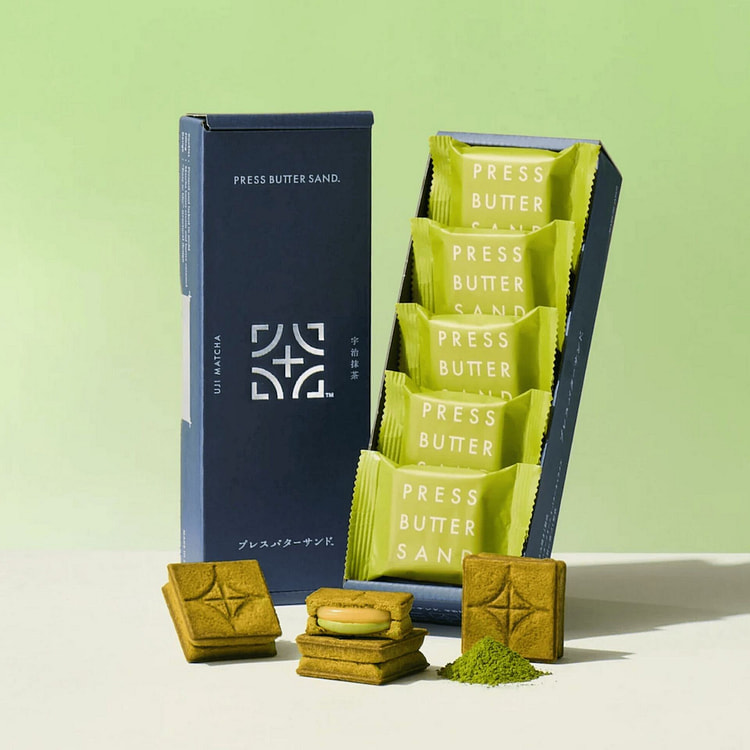 PRESS BUTTER SAND Matcha Caramel Cookie 5pcs 1 box