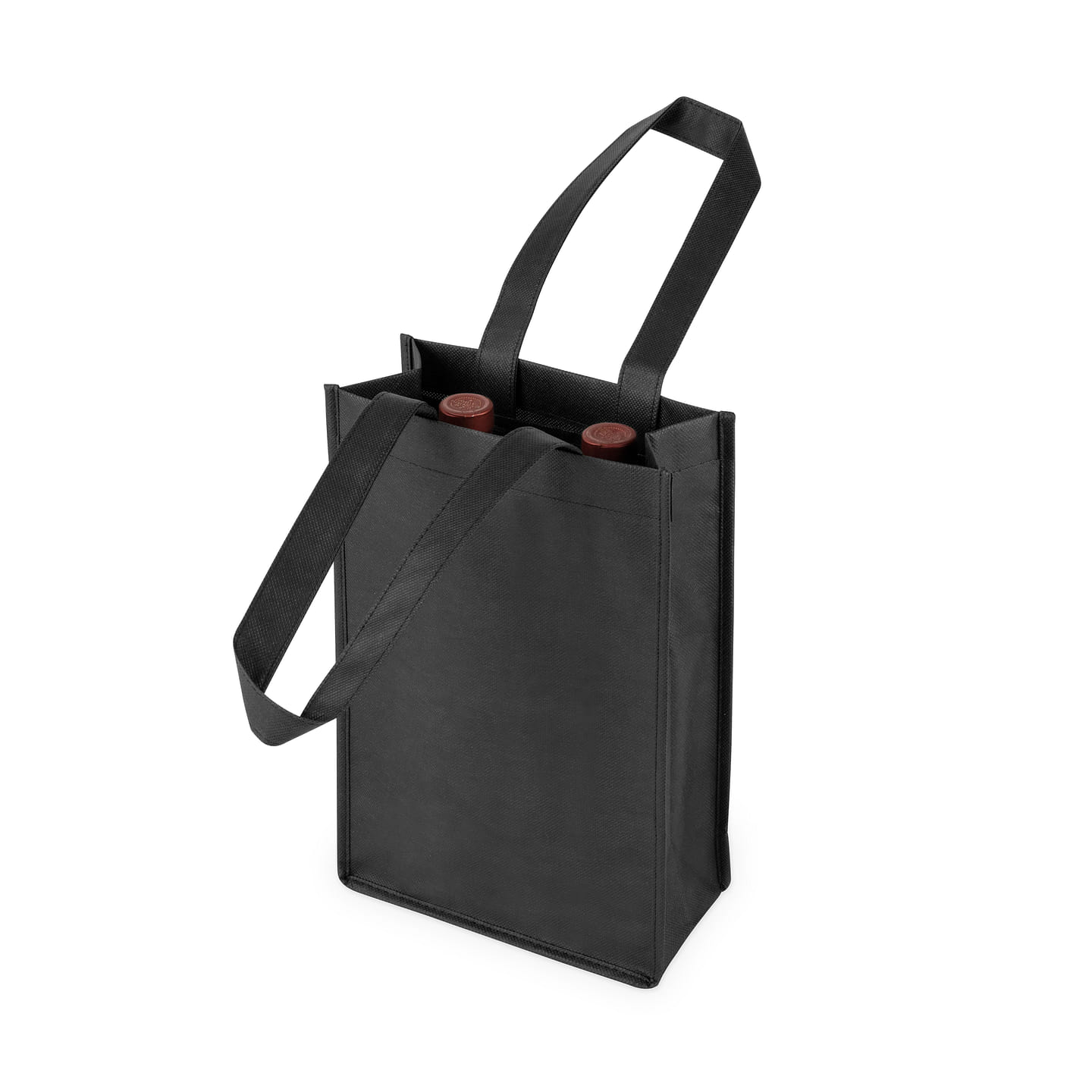 2 Bottle Non Woven Tote In Black by True 1 each
