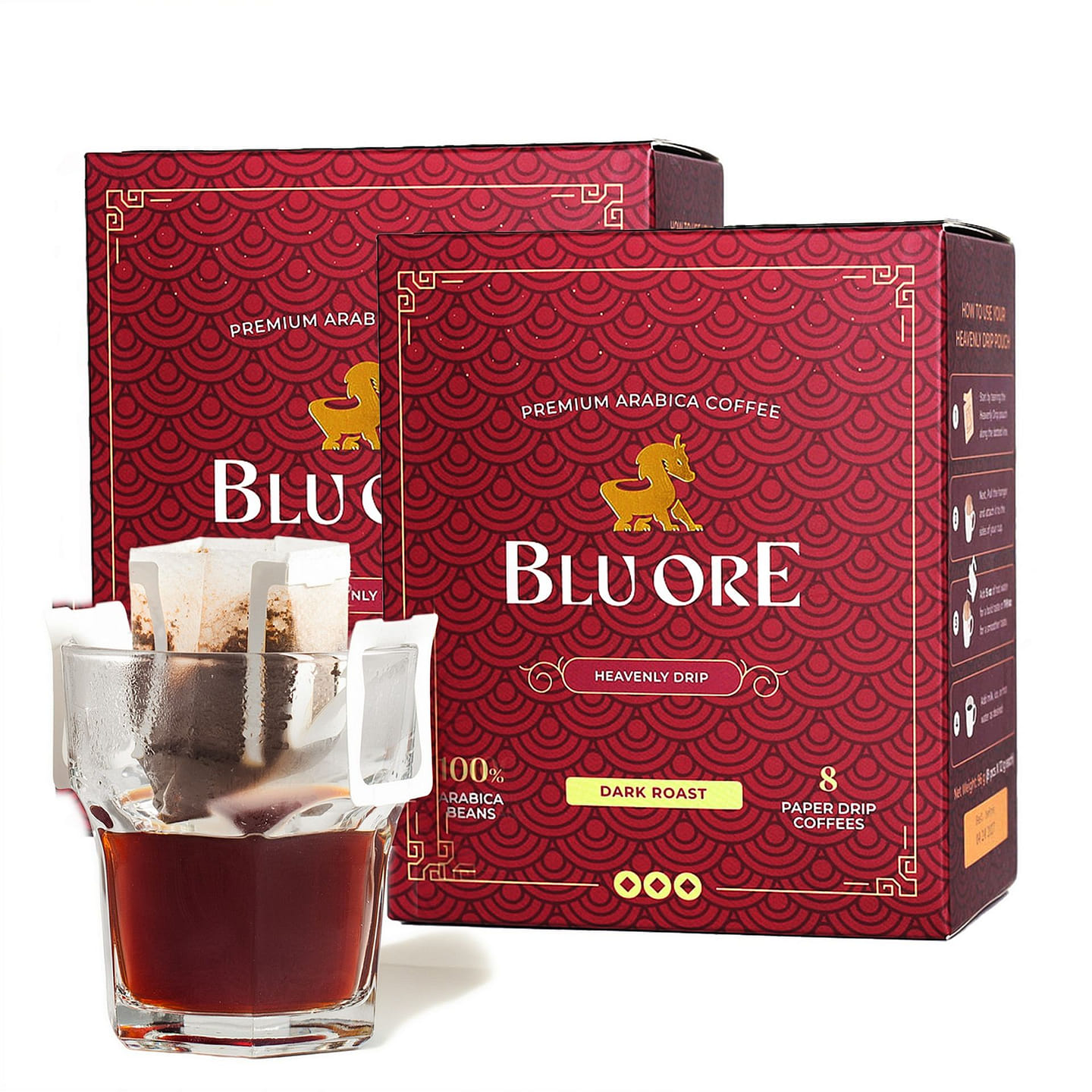 Blu Ore Heavenly Drip Arabica Coffee Dark 2 box*8 pack