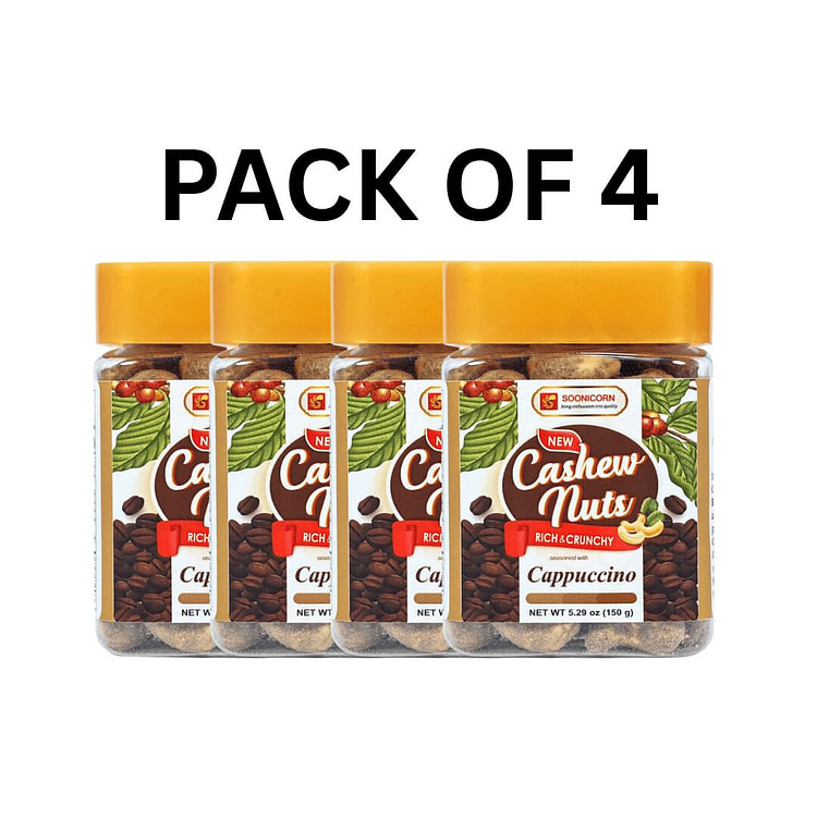 Cashew Nuts seasoned with Cappuccino Pack of 4 5.29 oz