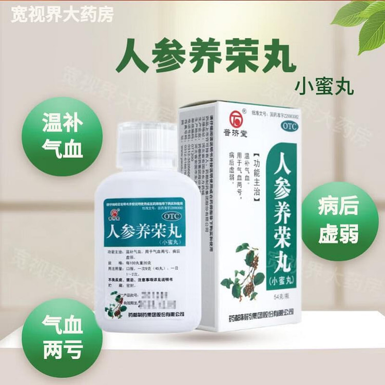 普济堂 人参养荣丸 54g小蜜丸正品温补气血两亏虚弱