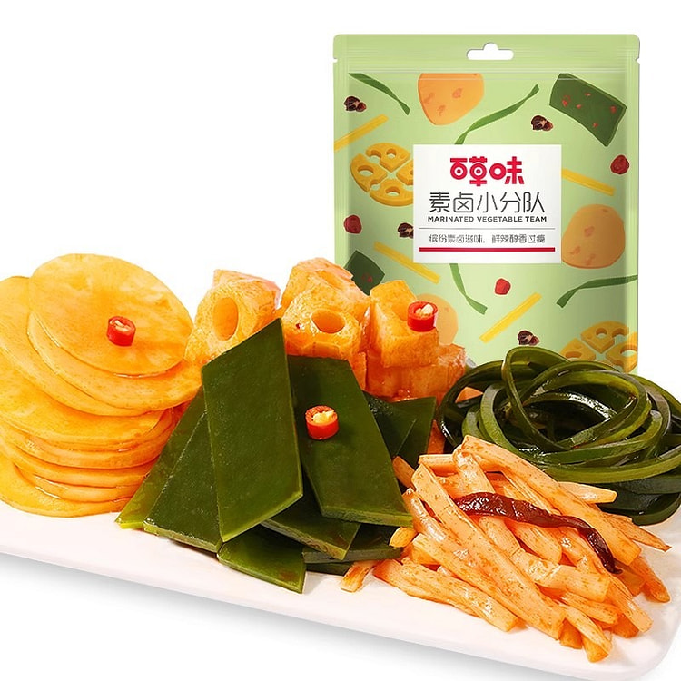 百草味素卤礼包麻辣素食豆干辣条海带休闲零食510g
