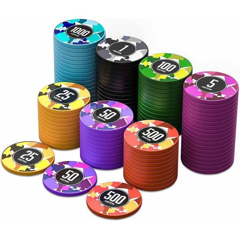 幸运筹码　PET 100個11.5克圖案撲克籌碼（含面值） - Weee!