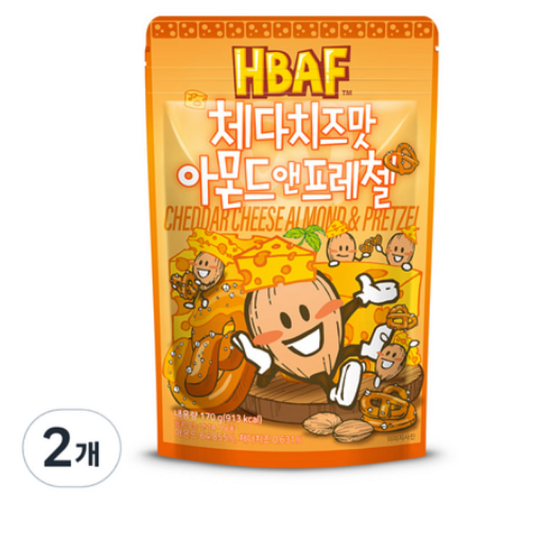 [한국 직배송] 바프 체다치즈맛 아몬드 앤 프레첼 170g, 2개