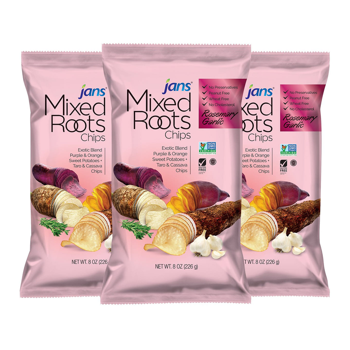 Jans Mixed Roots Chips Rosemary Garlic Pack of 3 8 oz*3 pack