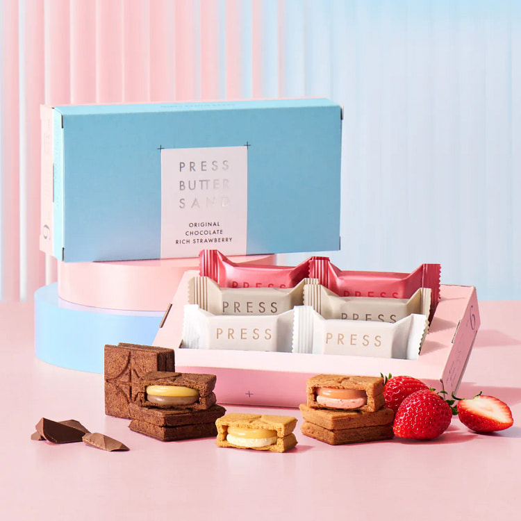 PRESS BUTTER SAND Three Flavors Cookies Assorted 1 box