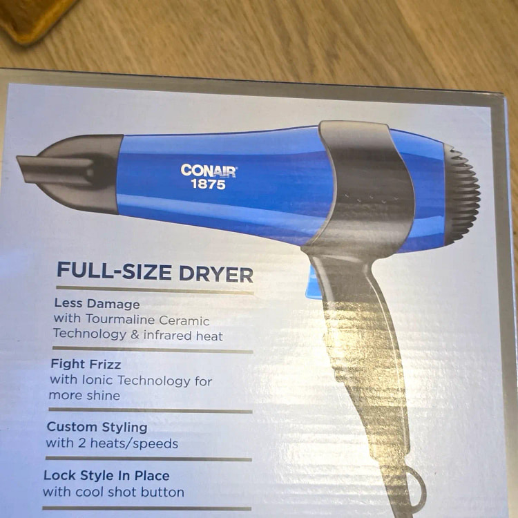 Conair 1875W 离子吹风机，2档，蓝色 1 包
