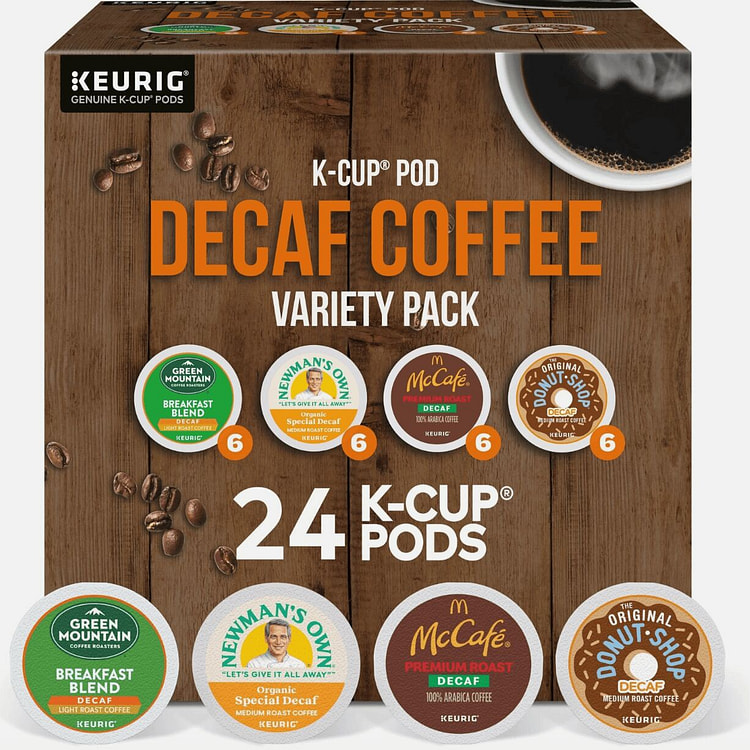 Decaf Coffee Variety Pack, K-Cup Pods, 24 Count 1 pack