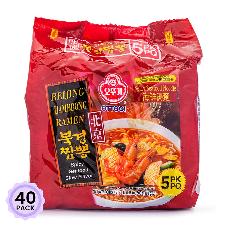 不倒翁 北京香辣海鲜汤面 家庭装 120g*5 4.23 盎司*40 包