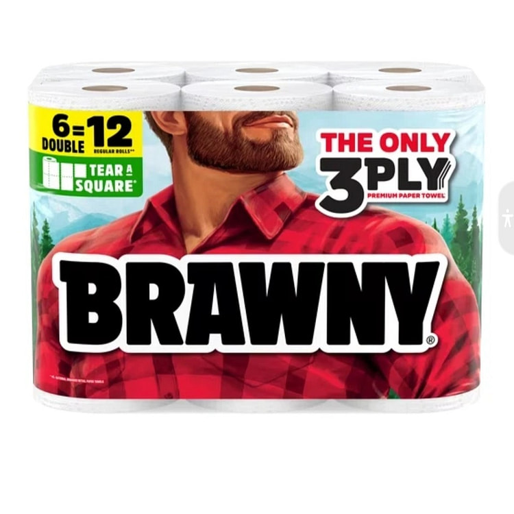 Brawny Strong Tear-A-Square 3-Ply Paper Towels 6 D 1 box