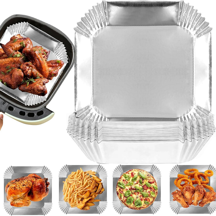 100片装 铝箔空气炸锅一次性纸 6.3英寸方形 1 个