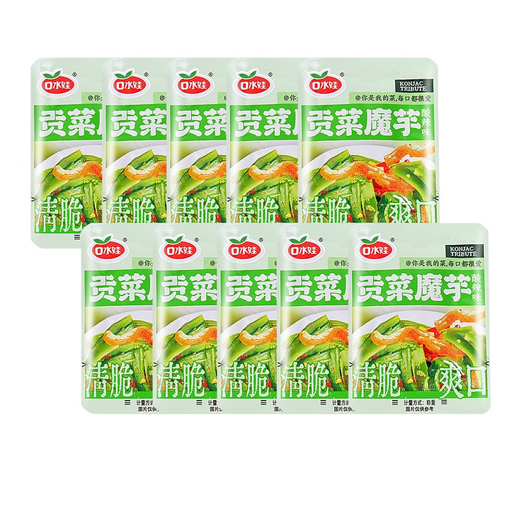 口水娃魔芋贡菜魔芋爽低脂开袋即食下饭菜小零食 酸辣味7.5g*10包