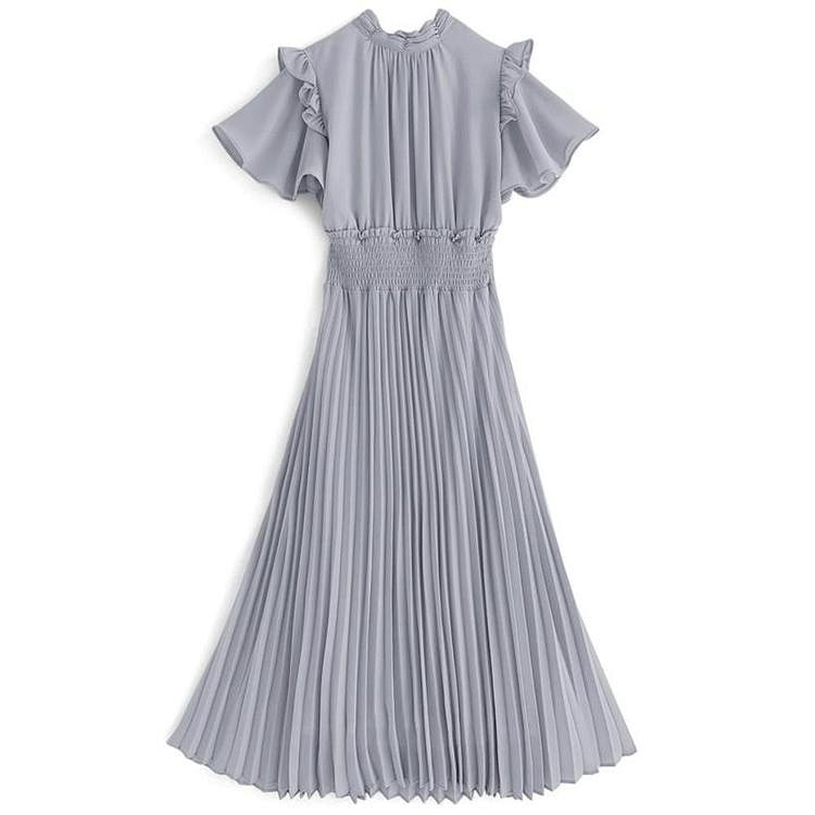 GRL Ruffle Sleeve Dress Blue M