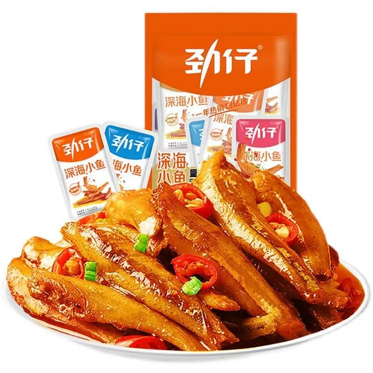 劲仔小鱼仔60小包香辣+麻辣+酱汁小鱼干3口味