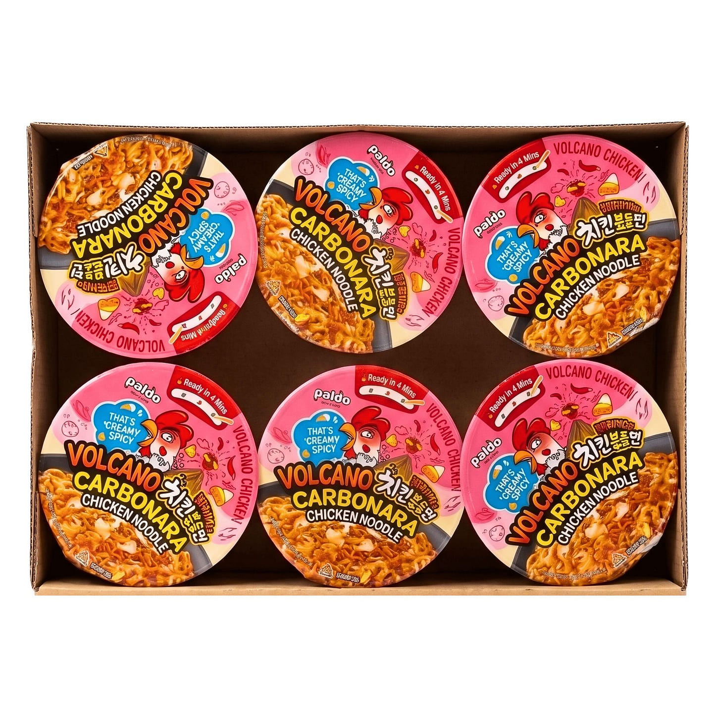 [Paldo] Volcano Carbonara Noodle – 105g 6 Pack 1 each