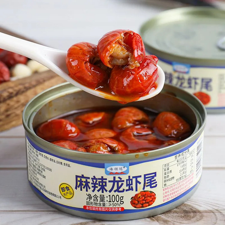 海领冠麻辣龙虾尾罐头100g*1罐 100 克