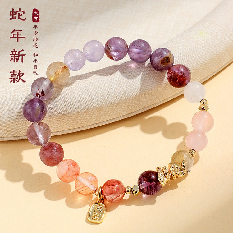 Amethyst horse pink lucky snake bracelet for women