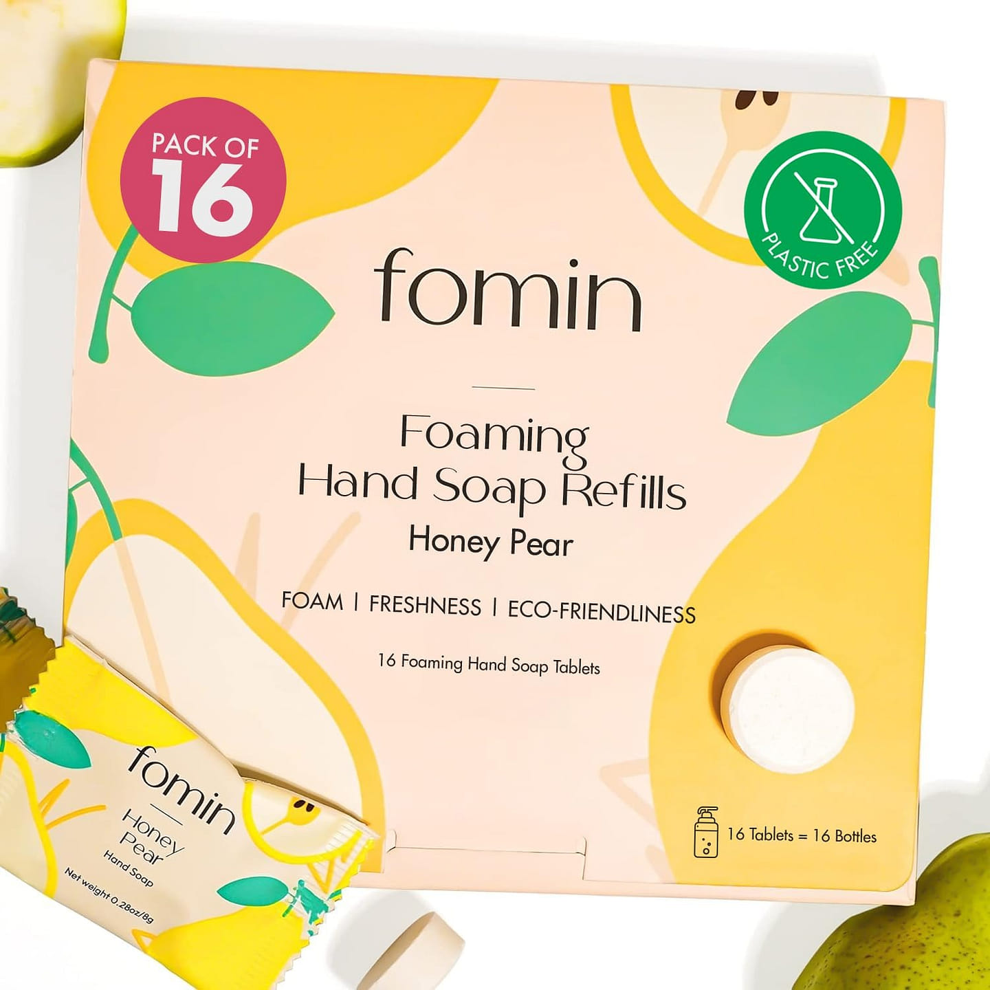 FOMIN Foaming Hand Soap Refills – Honey Pear – 16 Pack 128 fl.oz