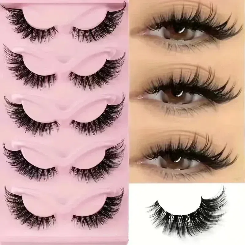 5 Pairs Cat Eye False Eyelashes Faux Mink Elonga 1 box