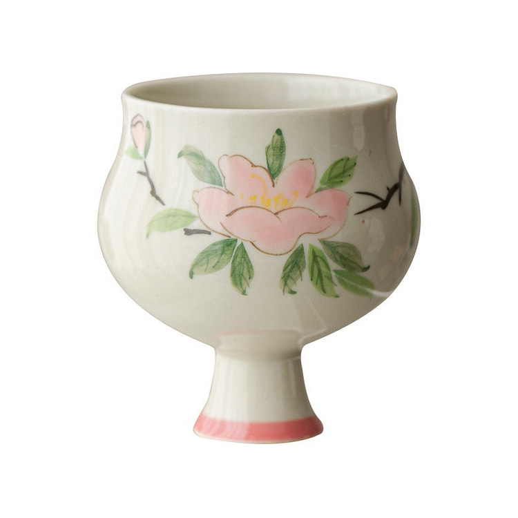 【中国直邮】叙旧 十二花神高脚茶杯-茶花