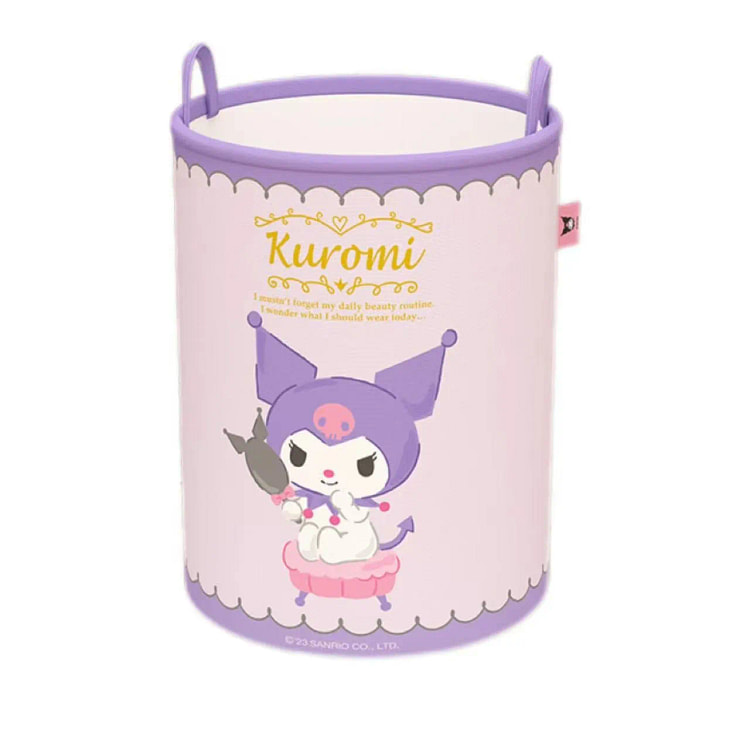 【中国直邮】日本 SANRIO 三丽鸥 可折叠圆筒储物筐 浴室 卫生间家用 大容量 衣服筐收纳桶-库洛米款 1个*|预计到达时间3-4周