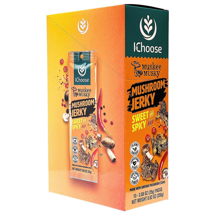 IChoose Muskee Musky Sweet and Spicy Flavor Mushroom Jerky Vegan 0.88oz, 10