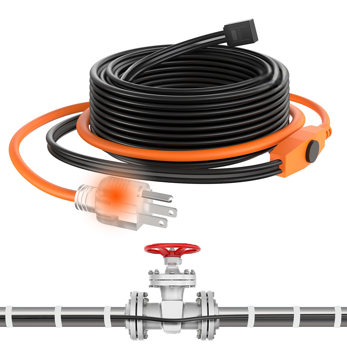 12FT Pipe Heat Tape and Heat Cable with thermostat 1 count