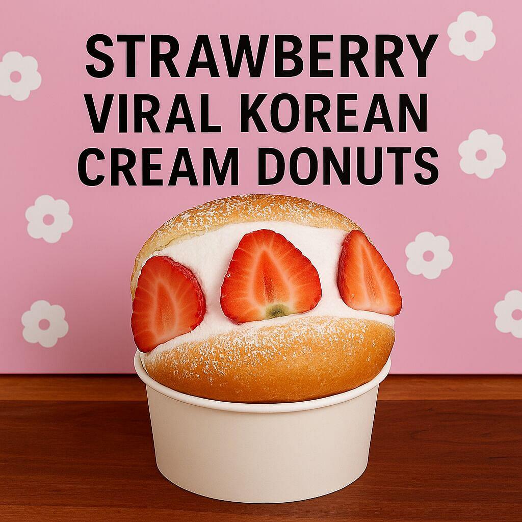 Strawberry Viral Korean Cream Donuts 1 each