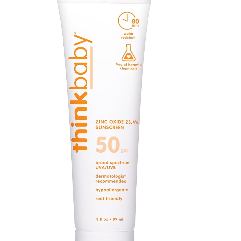Thinkbaby SPF 50+ Baby Mineral Sunscreen, Vegan Baby Sunscreen Lotion, 3 Oz. 3 oz