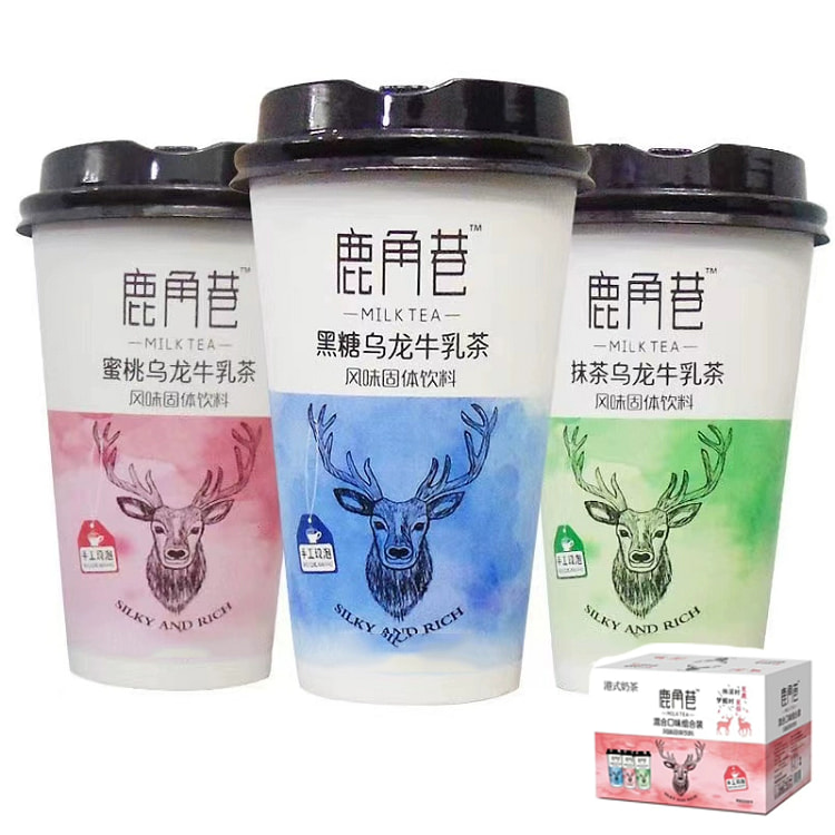 唛香香鹿角巷港式冲泡牛乳茶奶茶抹茶+黑糖+蜜桃240g
