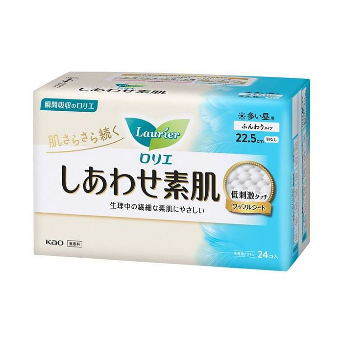 KAO花王 Laurier 素肌 低刺激瞬吸干爽日用无翼卫生巾 22.5cm*24片